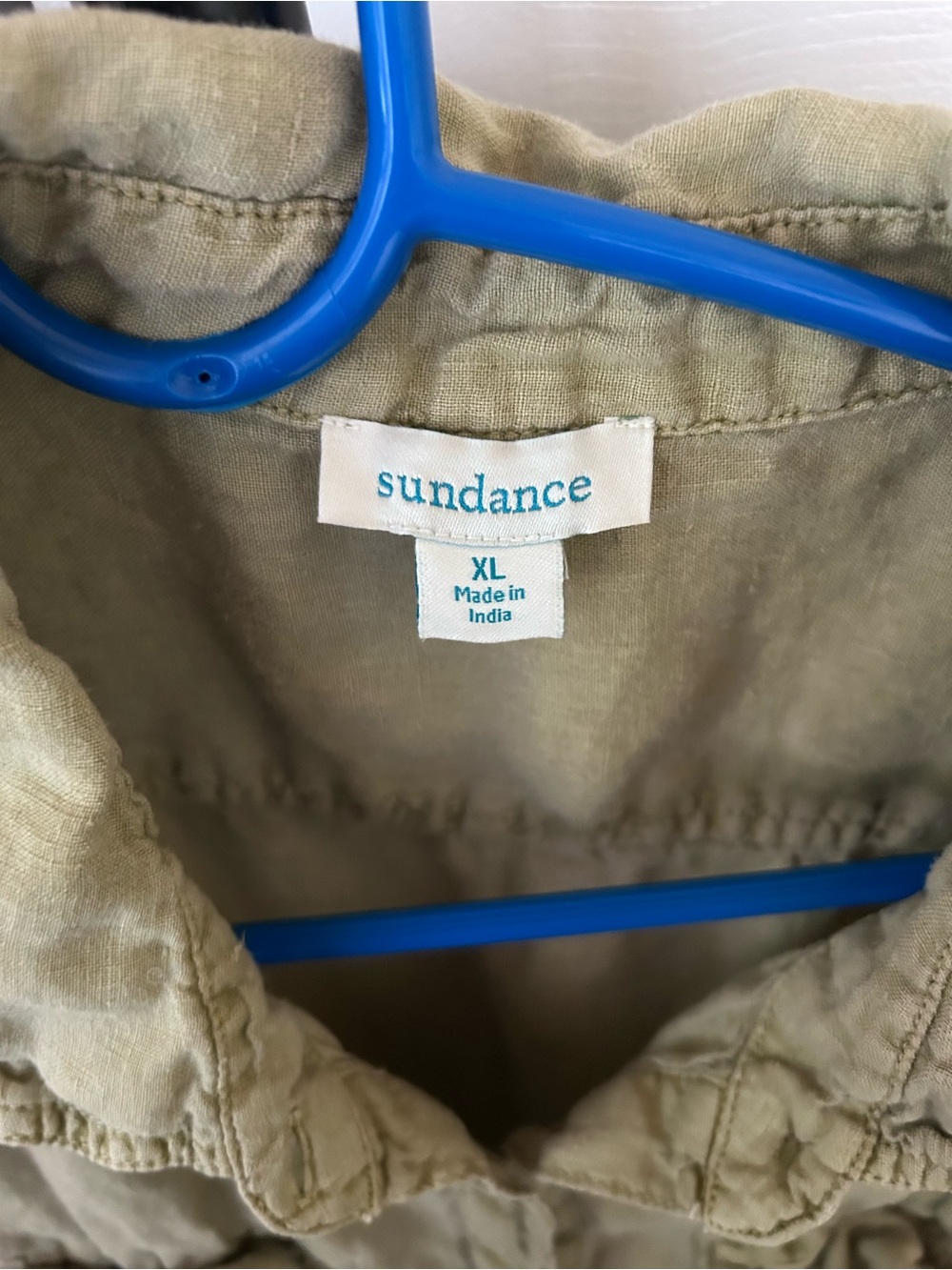 Sundance Olive Harper 100% Linen Shirt Dress Button Collared Short Sleeve XL - Picture 4 of 9